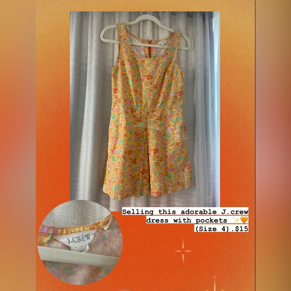 This beautiful, groovy floral J.crew dress w/ side pockets. Size 4